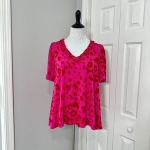Lightweight Animal Print V-Neck Top